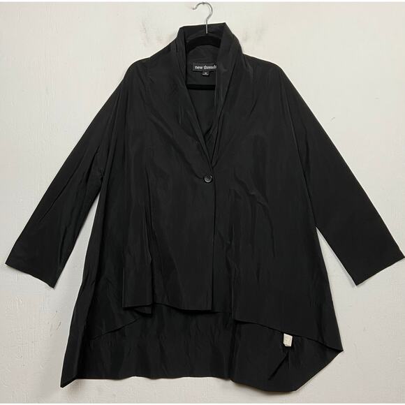 New Threads Women's Black Lagenlook Drapey Oversize One Button Jacket Coat - Picture 1 of 9
